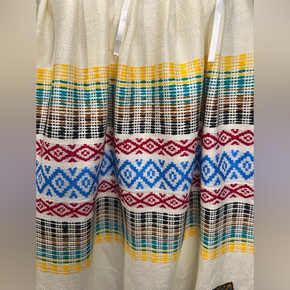 Vintage Mexican Oaxacan Kimono Kaftan Knit Lace Embroidered Boho Maxi Dress - Picture 9 of 14